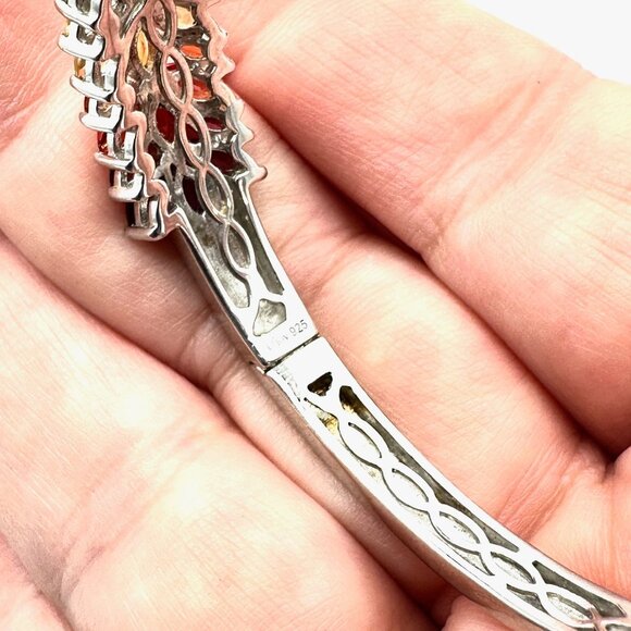 D Joy Sterling Silver Multi Gemstone Hinged Bangle Bracelet 21 Grams 7.25 Inch - Picture 3 of 4